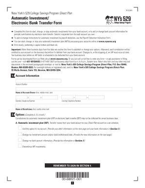 New York 529 College Savings Program Automatic Investment Form