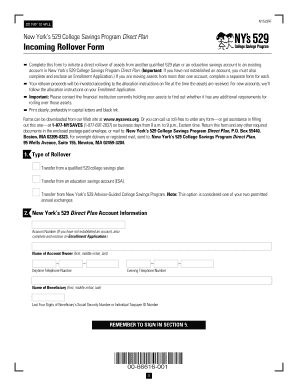 New York 529 College Savings Program Rollover Form