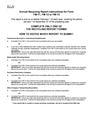 Annual Recycling Report Form FM-13