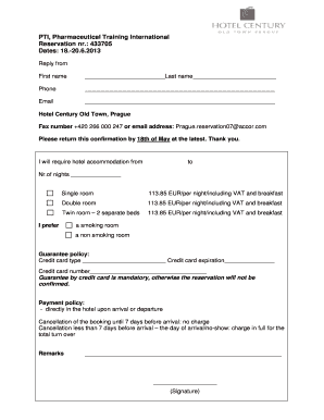 Hotel Reservation Confirmation Form