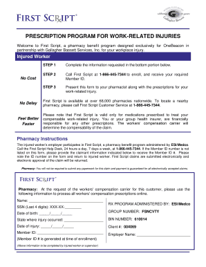 First Script Prescription Program for Work-Related Injuries