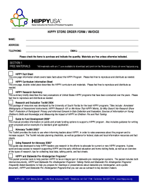 HIPPY Store Order Form