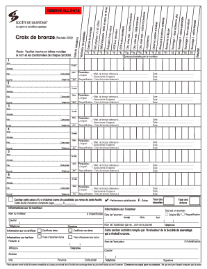 Feuille d’examen de la Croix de bronze