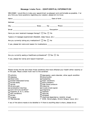 Massage Intake Form