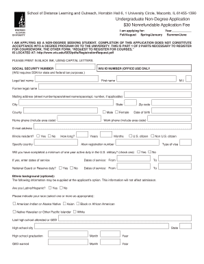 Undergraduate Non-Degree Application