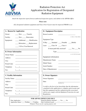 Radiation Equipment Registration Application