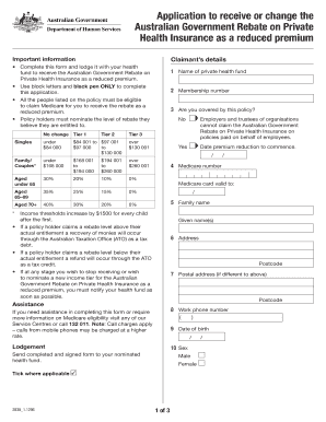 Australian Government Rebate on Private Health Insurance Application