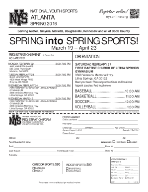 National Youth Sports Registration Form