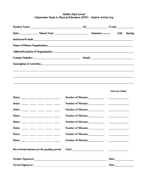 Independent Study in Physical Education Activity Log