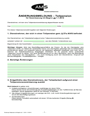Änderungsmeldung – Teilpension