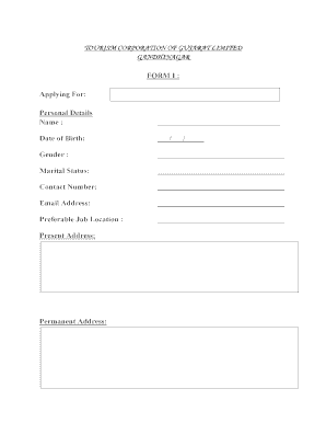 Tourism Corporation of Gujarat Job Application Form