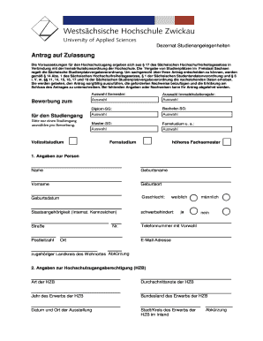 Antrag auf Zulassung