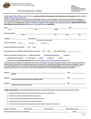 Oklahoma State University Withdrawal Form