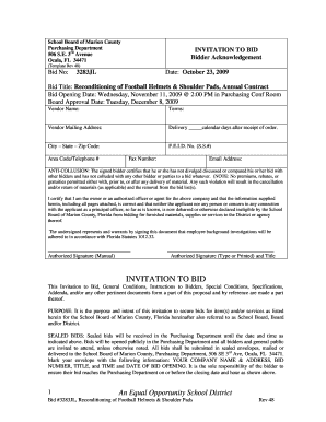 Bid Title Reconditioning of Football Helmets & Shoulder Pads, Annual Contract - marion k12 fl