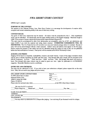 NWA Short Story Contest Entry Form