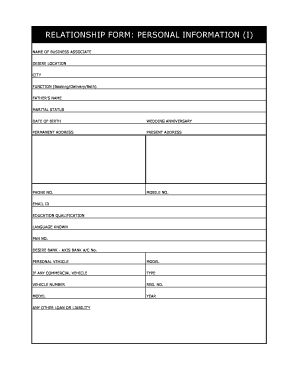 Relationship Form Personal Information