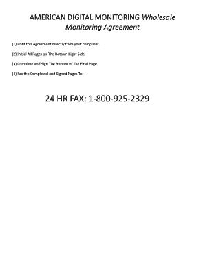Wholesale Monitoring Agreement