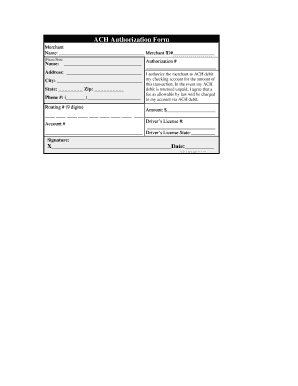 ACH Authorization Form