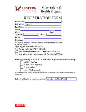 Mine Safety & Health Program Registration Form