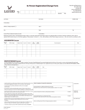 Eastern Washington University Registration Form