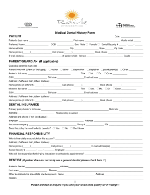 Medical Dental History Form