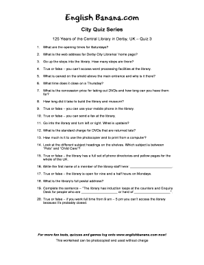 Central Library Derby Quiz