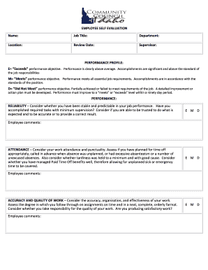 Employee Self Evaluation Form