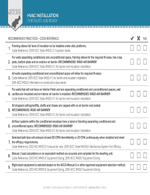 2015 IECC HVAC Installation Checklist
