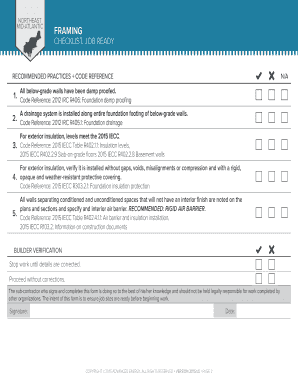 2015 IECC Framing Checklist for Builders