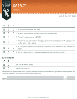 2012 IECC Framing Checklist for Builders