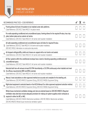 Nevada HVAC Installation Checklist