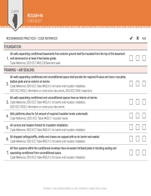 Illinois 2012 IECC Rough-In Checklist for Code Officials