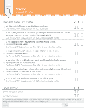 Florida Building Code Insulation Checklist