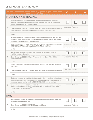 2009 IECC Arkansas Plan Review Checklist