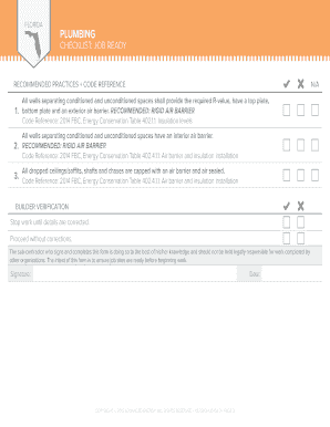 Florida Plumbing Energy Conservation Checklist