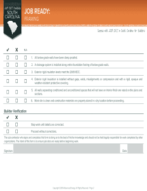 2009 IECC Framing Checklist for South Carolina Builders