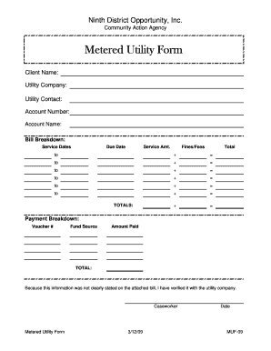 Metered Utility Form