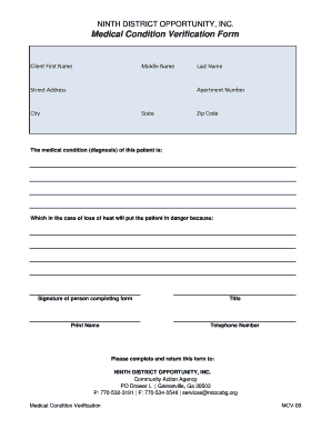 Medical Condition Verification Form