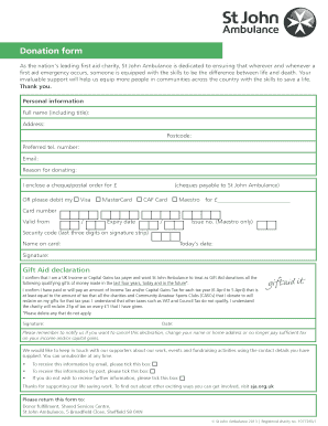 St John Ambulance Donation Form