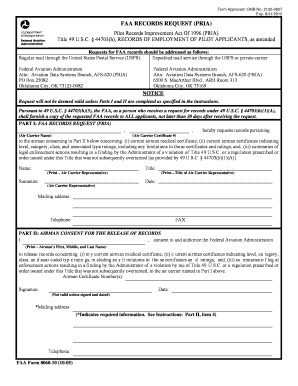 FAA Form 8060-10 Pilot Records Request