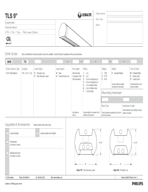TLS 9” Lighting Fixture Specification Form