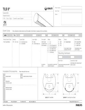 TLS 9” Lighting Fixture Specification Form