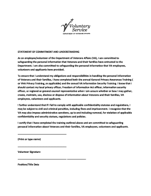 VA Statement of Commitment and Understanding