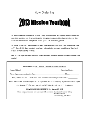2013 Mission Yearbook Order Form