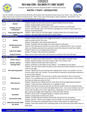 Mosquito Habitat Checklist