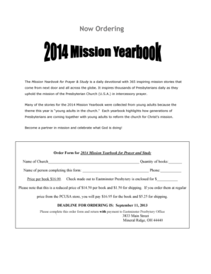 2014 Mission Yearbook Order Form
