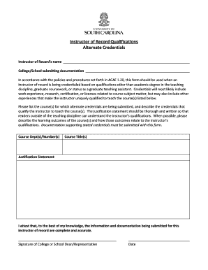 Instructor of Record Qualifications Form