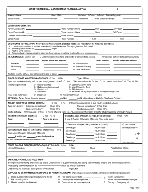 Diabetes Medical Management Plan