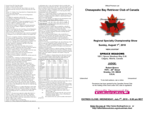 Canadian Kennel Club Conformation Show Entry Form