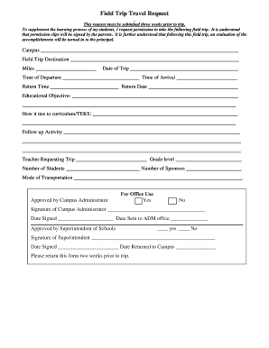 Field Trip Travel Request Form